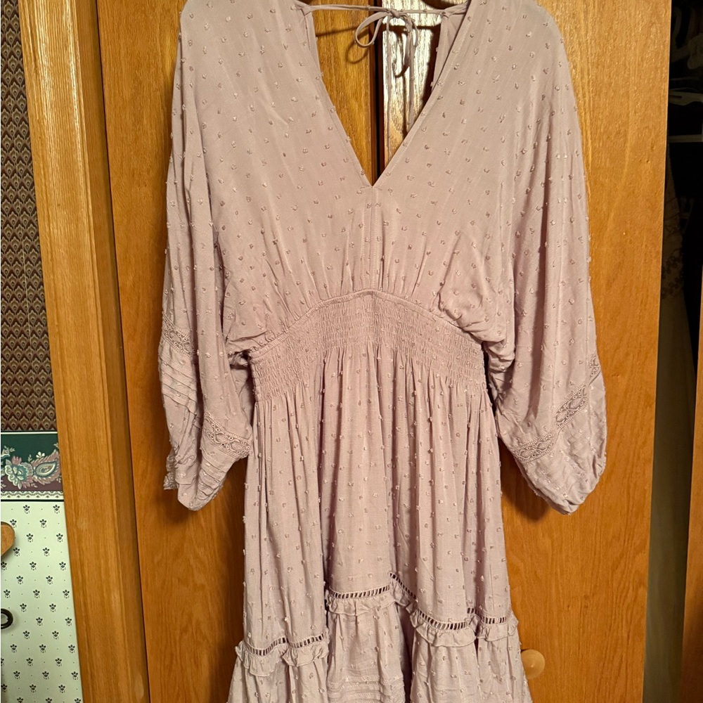 Nordstrom Mauve Boho Tiered V-Neck Dress